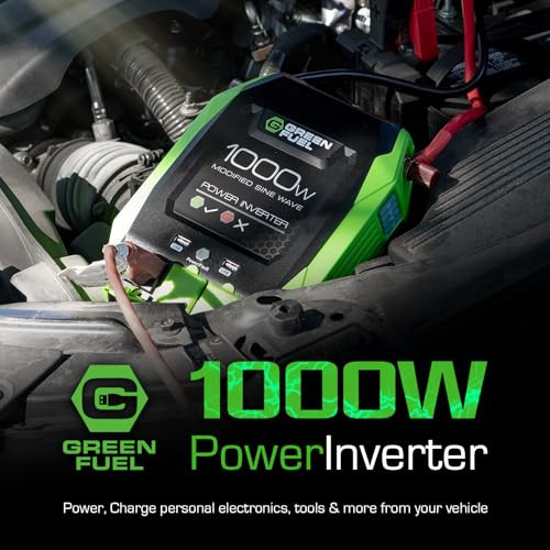 GREEN FUEL 1000W POWER INVERTER, 2000W PEAK, DC 12V TO 120V AC - MULTICOLOR