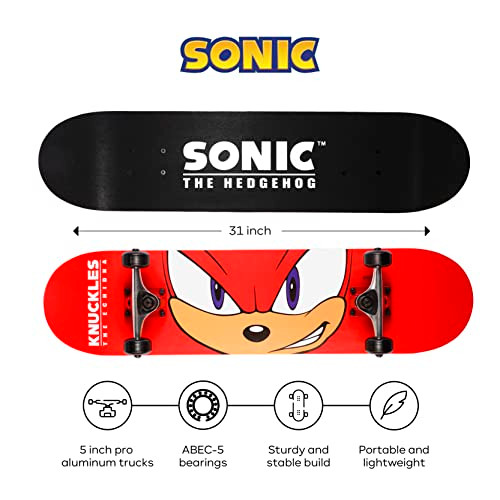 Sonic the Hedgehog - 31" Skateboard, 9-Ply Maple Deck, Knuckles New