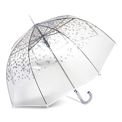 Auto Open 52" Arc Fashion Print Bubble Stick Umbrella, B0CV4X69HD - Clear New