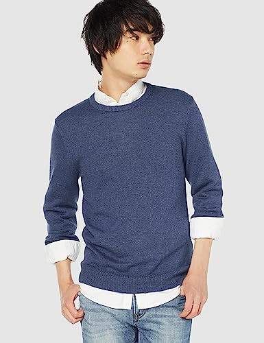 MAE35002FL18 AMAZON ESSENTIALS MEN CABLE KNIT LONG-SLEEVE - MEN M BLUE HEATHER New