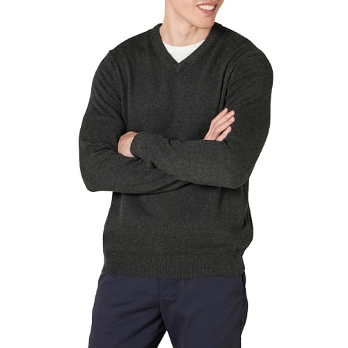 AMAZON ESSENTIALS MEN'S REGULAR FIT COTTON V-NECK PULLOVER SWEATER CHARCOAL XS
