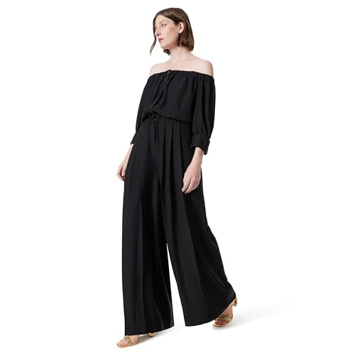 0246585 DEE OCLEPPO WOMEN VIOLET OFF THE SHOULDER 3/4 SLEEVE JUMPSUIT BLACK XL