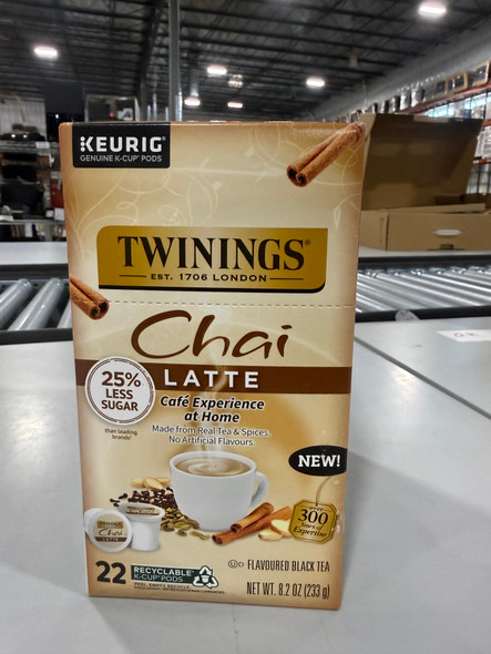 TWININGS CHAI LATTE BLACK TEA SINGLE SERVE K-CUP PODS KEURIG 22 CTS 1 PACK New