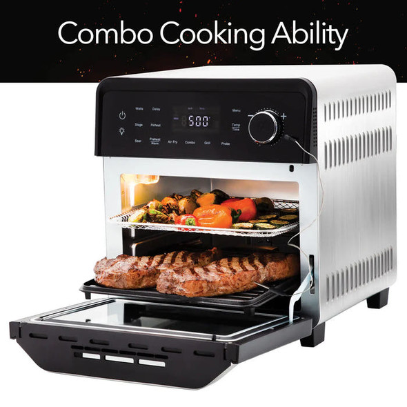 NUWAVE PLUG-IN GRILL AIR FRYER OVEN COMBO W/SHEATH HEATERS - STAINLESS STEEL