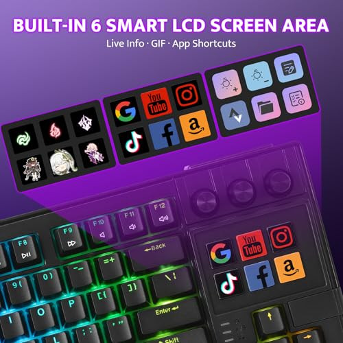 DARKFLASH K87PRO TKL MECHANICAL KEYBOARD, 6 LCD STREAM CONTROL KEYS - BLACK