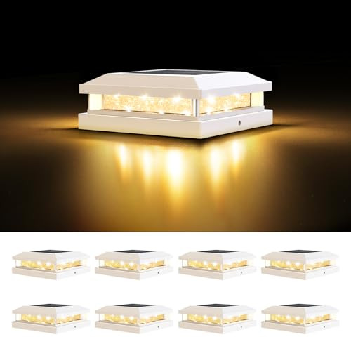 BRIGHTEVER 4X4 5X5 SOLAR POST CAP LIGHTS OUTDOOR 8-PACK - WHITE