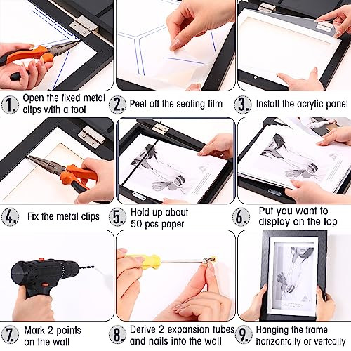 Pinkunn 8 Pcs Kids Art Frame Black Kids Artwork Picture Frame Display New