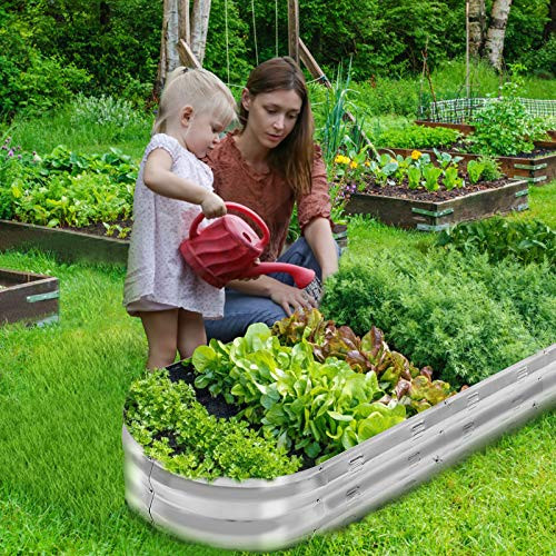 GADI 67" Galvanized Raised Garden Bed Vegetable Planner Box - SILVER
