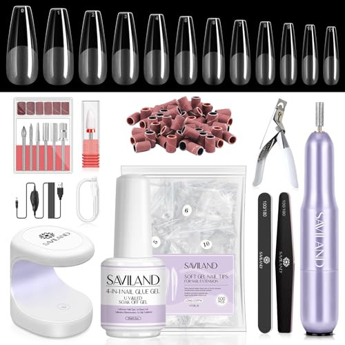 SAVILAND Gel Nail Kit with Drill ALL-IN-1 Beginner Nail Kit New