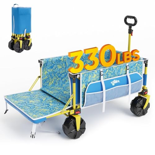 OLD BAHAMA BAY BEACH WAGON BIG WHEELS FOR SAND FLIP-OUT TAILGATE TR-21813 - PALM