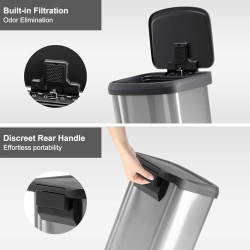 21 Gallon/80 Liter Kitchen Trash Can Stainless Lid, Step-on Waste Bins - Silver New