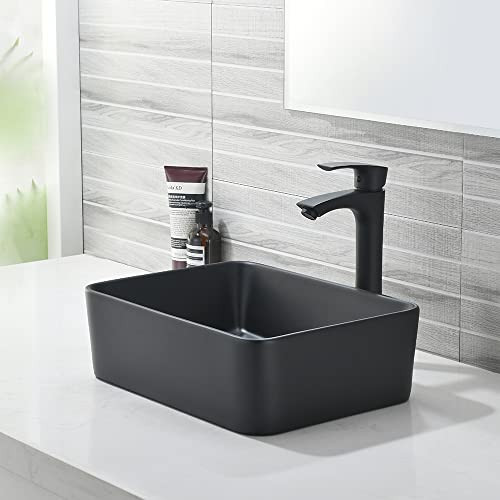 Black Vessel Sink iAnomla 16"x12” Rectangular Above Counter Matte Black New