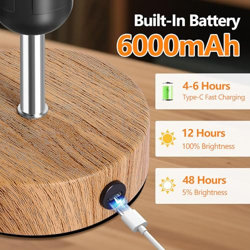 2-Pack Rechargeable Cordless Table Lamps 6000mAh - Wood Grain