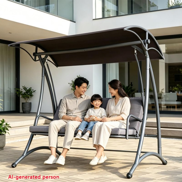 ZSHIYUIO PATIO SWING WITH ADJUSTABLE CANOPY & THICKENED CUSHIONS, GRAY