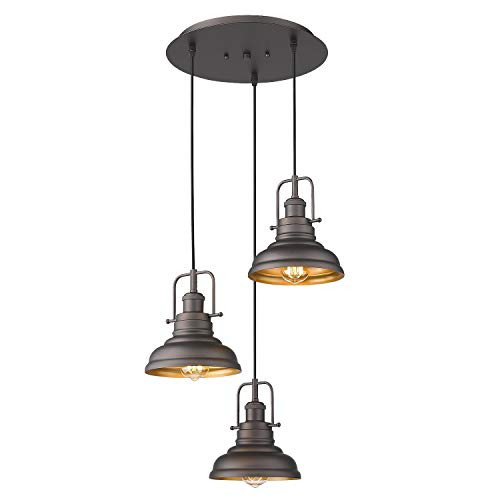 Zeyu 3-Lights on Pendant Light for Kitchen Dining Room 016-3 ORB - Brown New