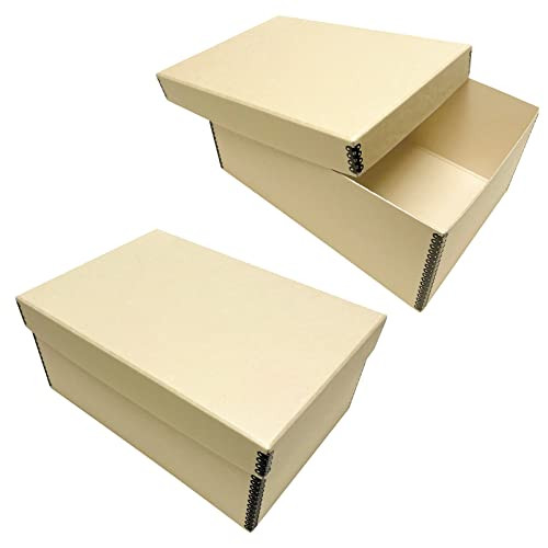 Lineco Archival Photo Card Box, Museum-Quality, 5x8x12 Inch, Tan, 2 Pack New