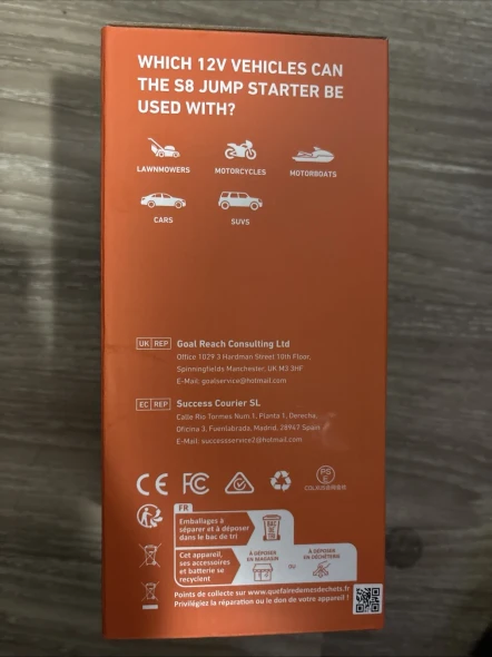 ASTROAI S8 AIR CAR BATTERY JUMP STARTER, JUMPER 12V - ORANGE
