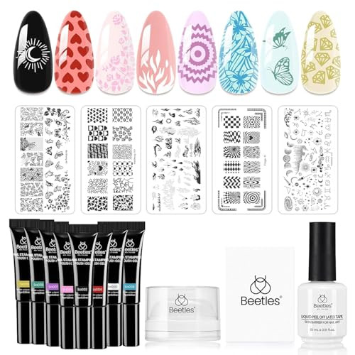 Beetles Nail Stamp Gel 16Pcs French Tip Nail Stamp Kit 8 Colors, X00428C8PR New