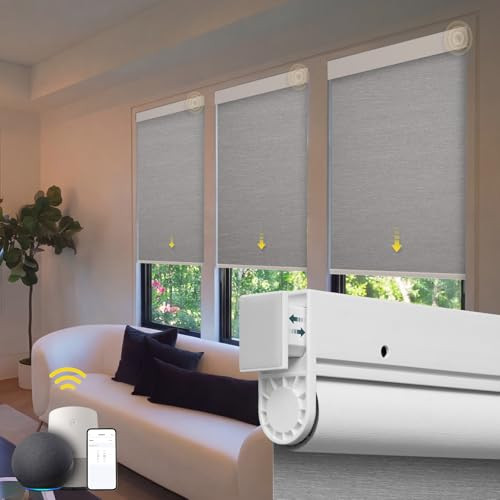 Motorized Blinds No Drill Automatic Blinds Shades Electric Blinds 45 x 72 - Grey New