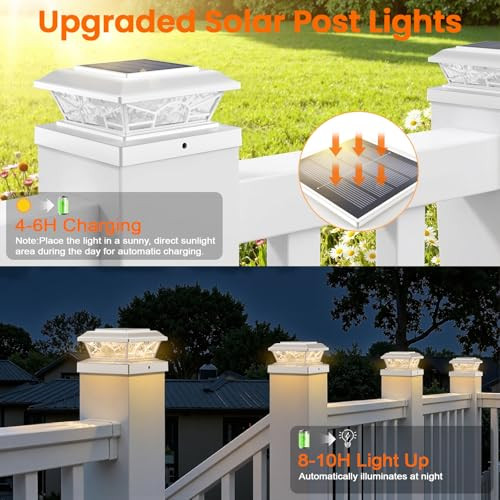 BRIGHTEVER 4X4 POST SOLAR LIGHTS SOLAR POST CAP LIGHTS WHITE 12-PACK WHITE