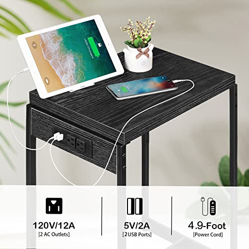 Nightstands Set of 2 with Charging Station, 2 Tier End Table, 2 PCS B0BRLS2RQ5 New