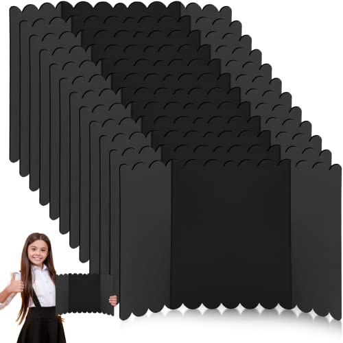 12 Pcs Trifold Presentation Board Foldable Paperboard 22" x 14" Black New