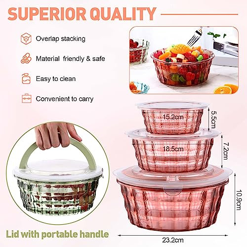 Lallisa 9 Pieces Salad Bowls with Lids Set Plastic Salad Mixing Lunch Container New
