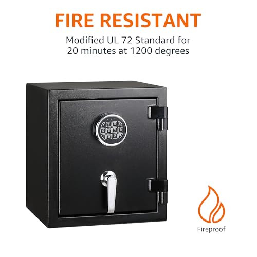 AMAZON BASICS FIRE RESISTANT SECURITY SAFE PROGRAMMABLE ELECTRONIC - BLACK