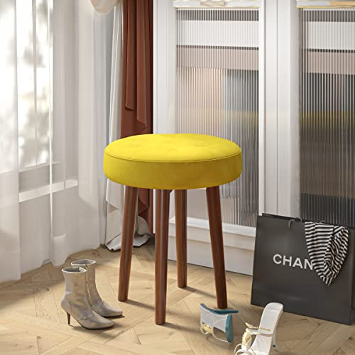 STARWAY Vanity Chair for Makeup Room Velvet Upholstere Round Rest Footstool
