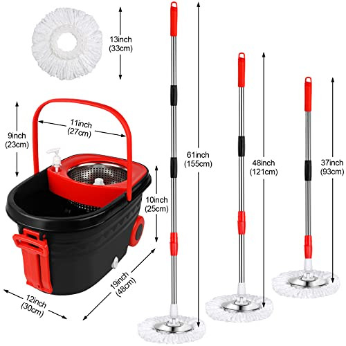 Spin Mop and Bucket with Wringer Set on Wheels 25QT B0BRCLKG7B - Silver New