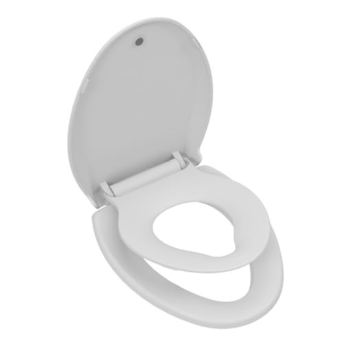 GarveeTech Elongated Toilet Seat with Built-in Toddler Seat & Slow Close, White