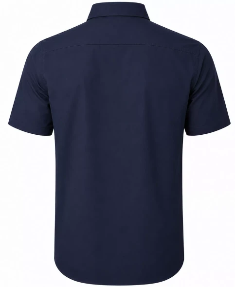 JAMES TAILOR SHORT SLEEVE DRESS BUTTON DOWN SHIRT - SIZE: MEN M - NAVY New