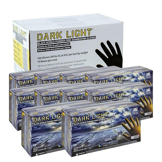 GENERIC BULK DISPOSABLE NITRILE GLOVES 9 MIL CASE OF 1000, LARGE - BLACK New