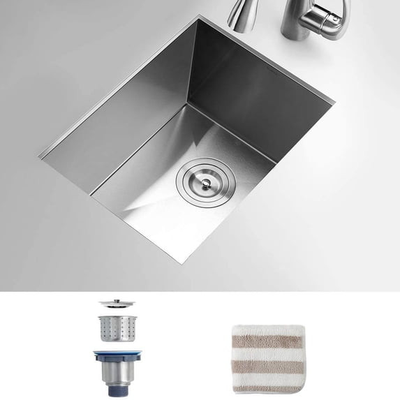 TORVA 16 GAUGE SUS304 SINGLE BOWL UNDERMOUNT KITCHEN SINK - STAINLESS STEEL New
