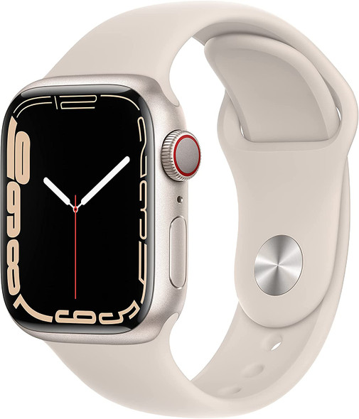 For Parts: APPLE WATCH SERIES 7 GPS CELLULAR 41mm STARLIGHT ALUM MKH83LL/A CRACKED SCREEN