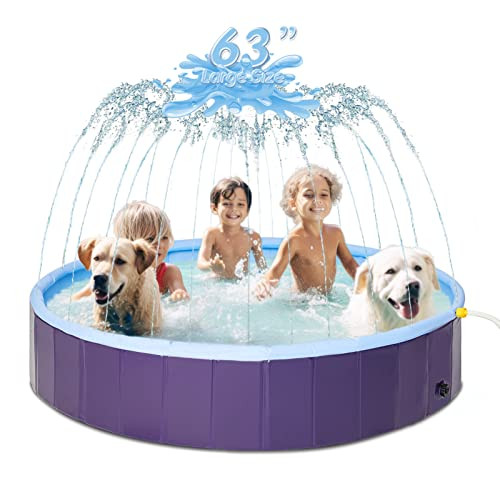 Dog Pool Foldable Kids Splash Pad Thicken Sprinkler Pool, 63 x 12'' B0BXNMVT24