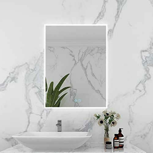 Newcoco 24x32 Inch LED Bathroom Mirror Lighted Wall Mounted B093T3Y77J - Black