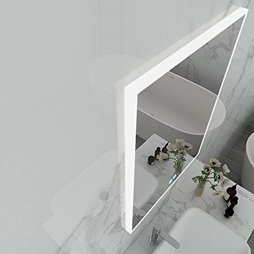 Newcoco 24x32 Inch LED Bathroom Mirror Lighted Wall Mounted B093T3Y77J - Black