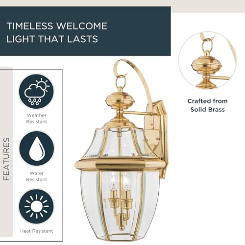Quoizel Newbury 20" Outdoor Wall Lantern 2-Light Polished Brass - B0013CN3DK New