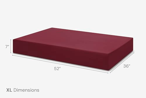Barker Beds XL Orthopedic Dog Bed 7" Memory Foam Mattress 75-120 lbs - Burgundy New
