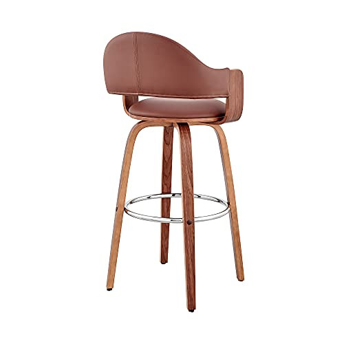 ARMEN LIVING 26" DAXTON COUNTER HEIGHT BARSTOOL BROWN FAUX LEATHER WALNUT