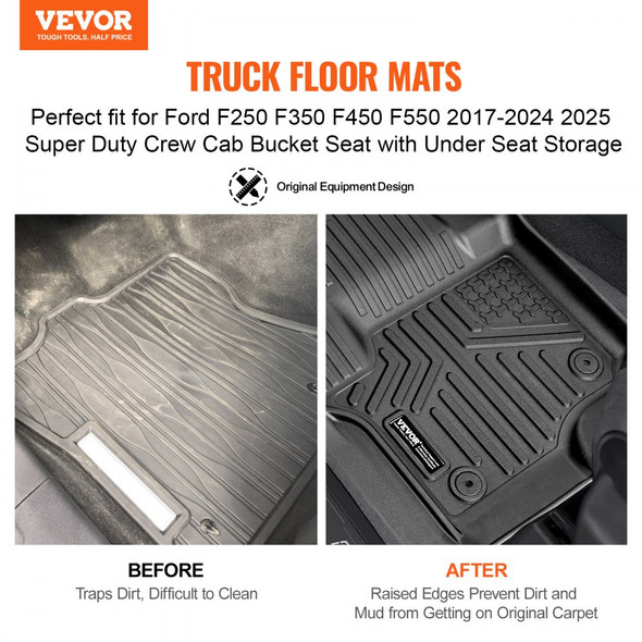VEVOR AUTOMOTIVE FLOOR MAT SUPER DUTY CREW CAB BUCKET SEAT UNDER STORAGE - BLACK