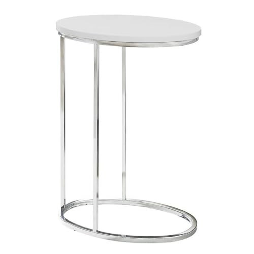 Monarch Specialties Oval Chrome Metal Accent Table B01N7GCBPN - Glossy White New
