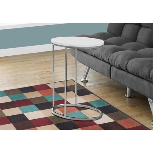 Monarch Specialties Oval Chrome Metal Accent Table B01N7GCBPN - Glossy White New