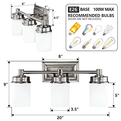 MOTINI 3-Light Vanity Light Fixture Sconce 3-3922-1-101-3 Finish Brushed Nickel New
