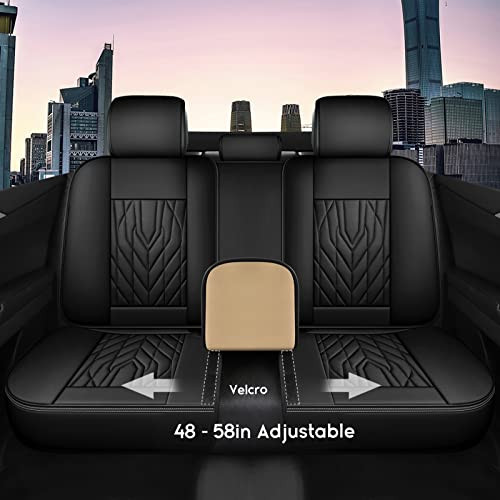 HUANGXIN 5Pcs Full Coverage Leather Car Seat Covers with Headrests Airbag New