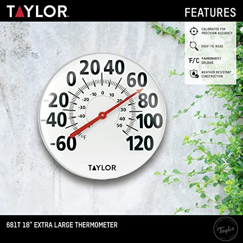 Taylor Extra Large Metal Wall Thermometer 18 inch B001A0K8KQ - White New