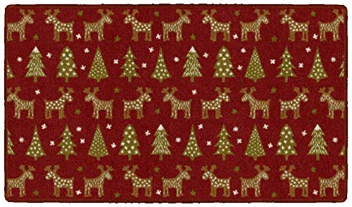 Brumlow Mills Holiday Delight Washable Trees and Reindeer Rug 30"x46" Red New