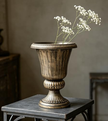 MoNiBloom 20" Urn Planter Vase Vintage Roman Flower Pot - Brass New