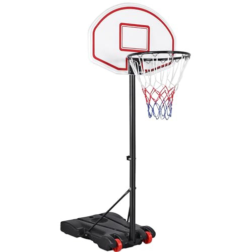 Yaheetech Portable Basketball Hoop/Youth Stand 6.4-8.2ft Height Adjustable Red New